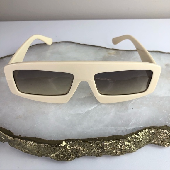 Vintage Cream Rectangular Sunglasses - Picture 3 of 5